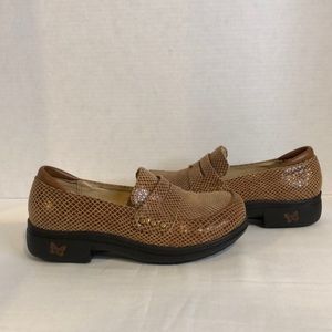 Alegria Tay Women’s Snake Print Leather Penny Loafer Shoes Sz EUR 36 Size 6